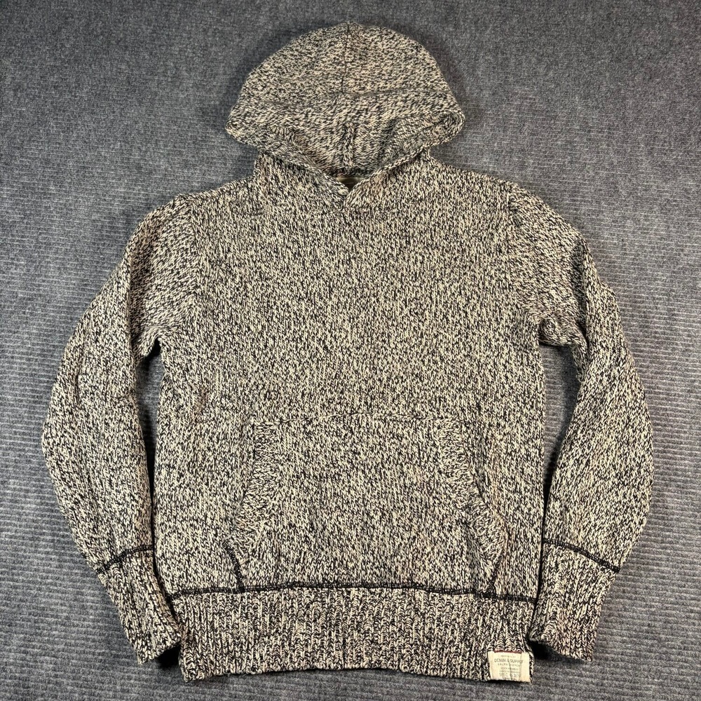 Denim & Supply Ralph Lauren Knit Hoodie Mens M Black White Excellent Marled